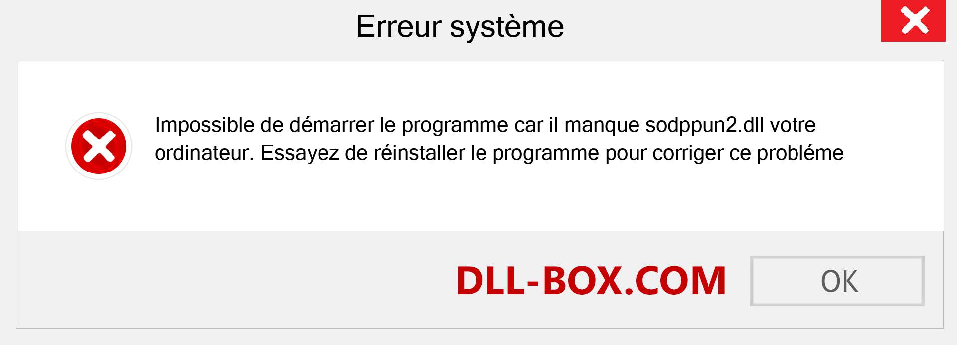 Le fichier sodppun2.dll est manquant ?. Télécharger pour Windows 7, 8, 10 - Correction de l'erreur manquante sodppun2 dll sur Windows, photos, images